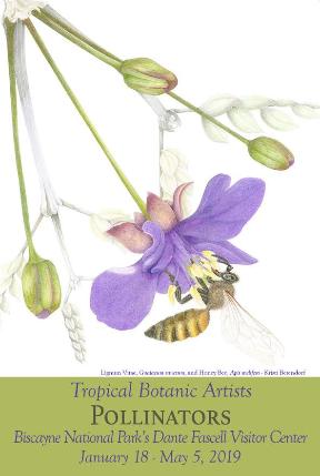 Pollinators postcard Flowers and bee