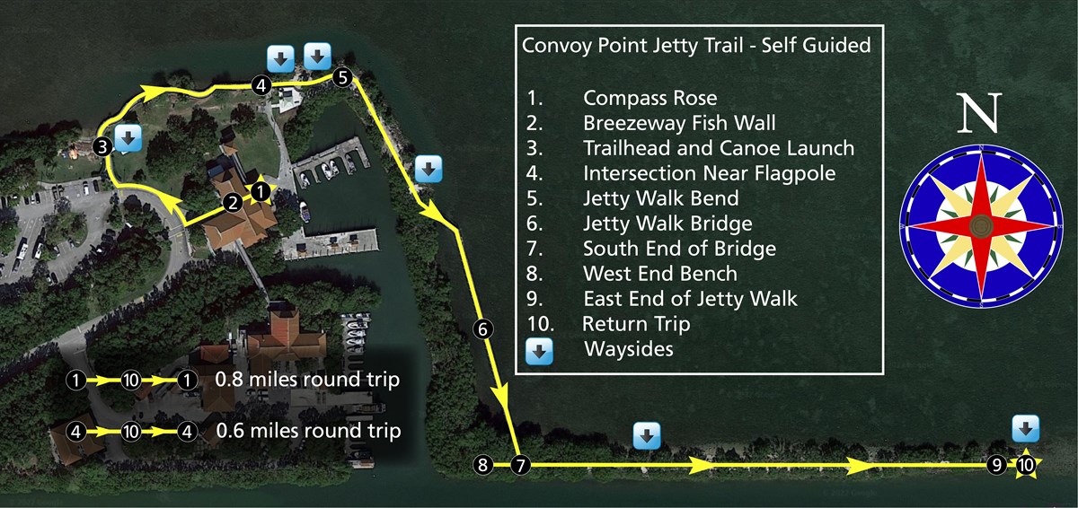 An map view of the Convoy Point grounds showing the Convoy Point Jetty Walk Trail.