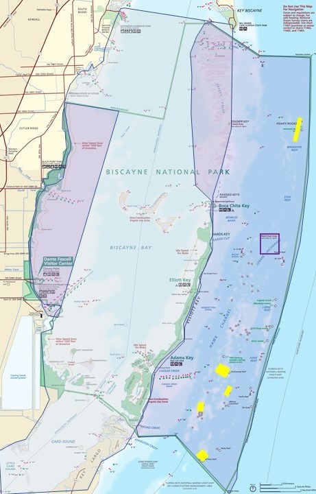 Map of restricted areas in Biscayne National Park