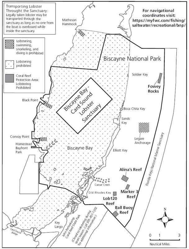 A map of the Biscayne Bay/Card Sound Lobster Sanctuary