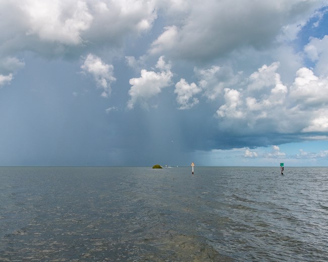 Water against a grey sky