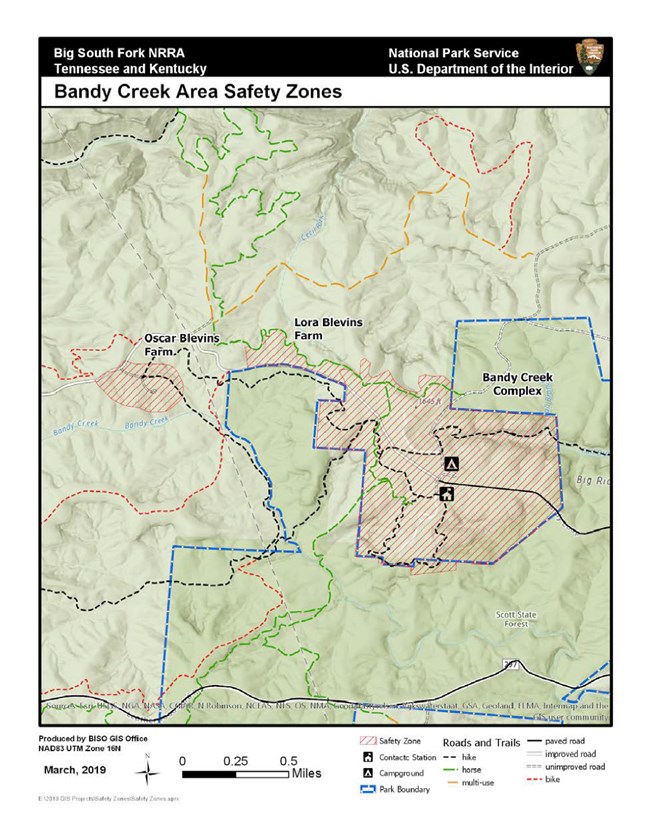 Map of Bandy Creek area safety zones
