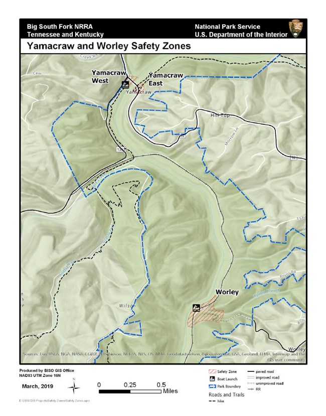 Map of safety zones around Yamacraw and Worley