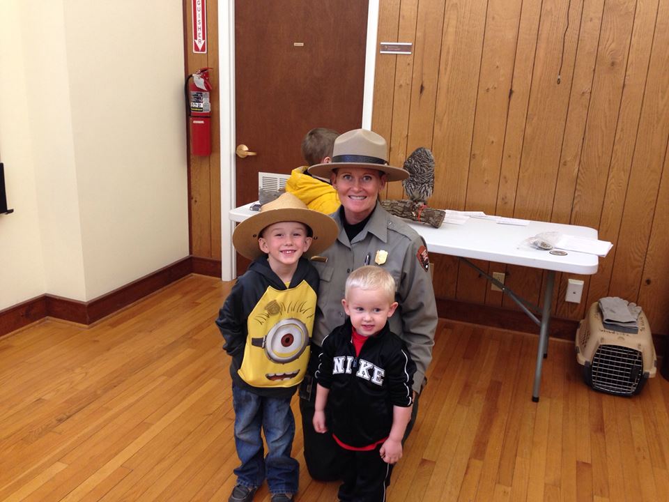 Ranger Mary Grimm with two young rangers