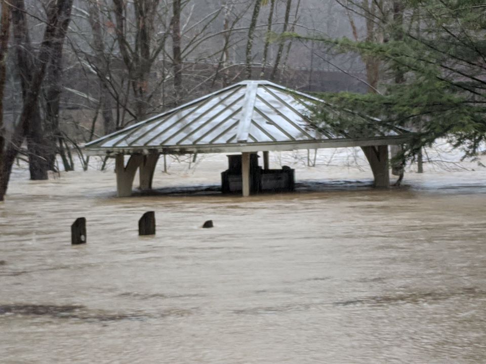 Leatherwood Ford Gazebo, standing in 6-7 feet of water