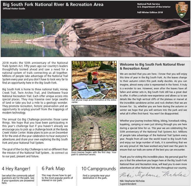 BISO 2018 Fall Winter Edition 508C-1 front page of Fall/Winter newspaper for Big South Fork NRRA
