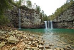 water falling over bluffline