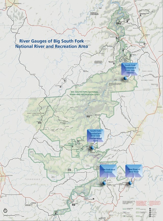 Big South Fork Map River Gauge Big South Fork National River Recreation Area U S National Park Service