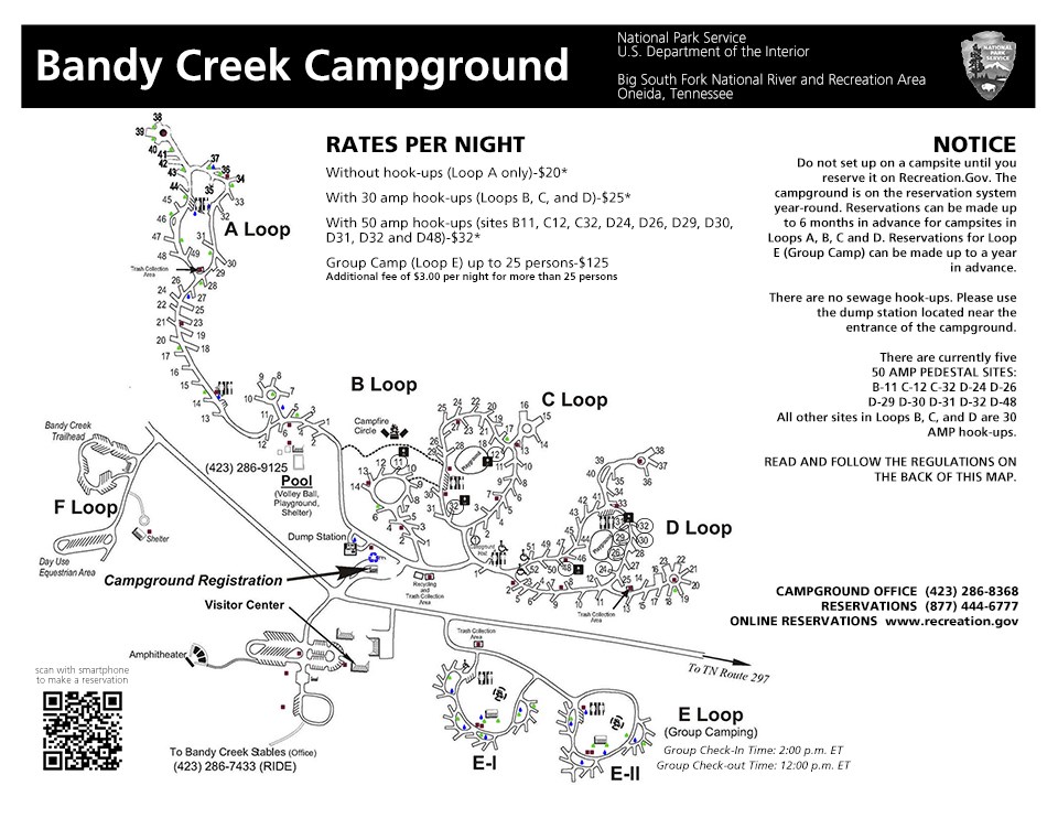 line drawing of layout of Bandy Creek Campground