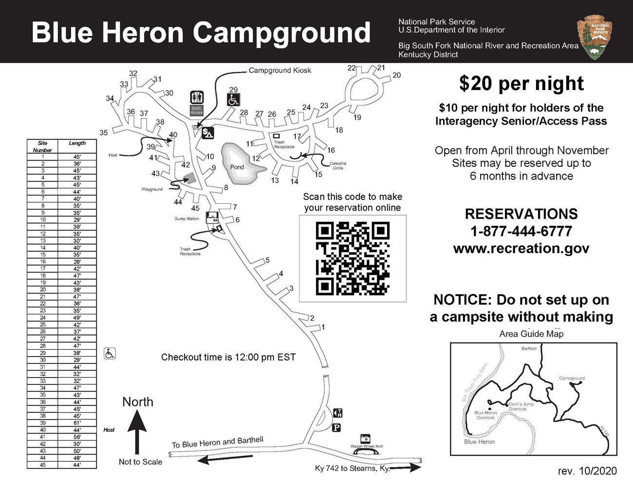 line drawing of layout of Blue Heron Campground
