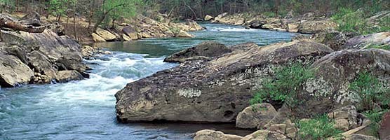 Angel Falls a Class IV whitewater rapids in Big South Fork River. Angel Falls a Class IV whitewater rapids in Big South Fork River.