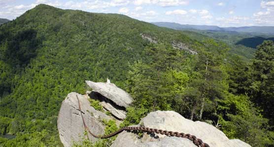 Chained rock trail in Pine Mtn. State Park.