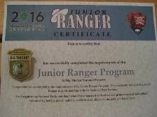 Junior Ranger certificate Junior Ranger certificate