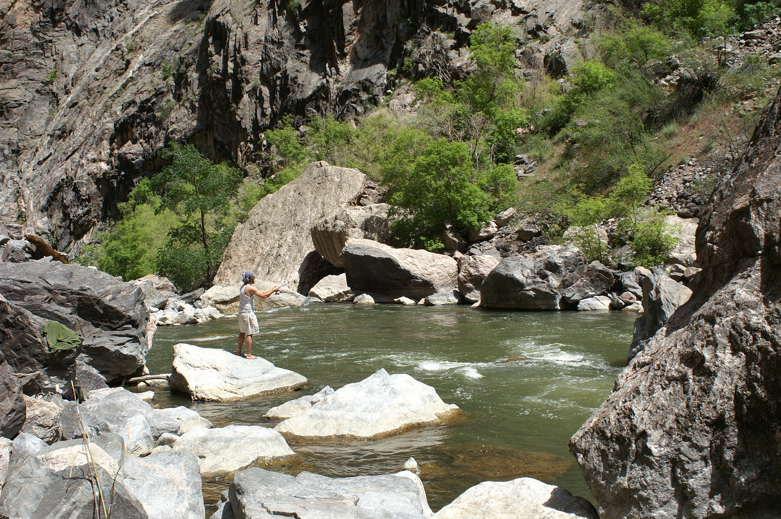 Angler fly fishing on the Gunnison River in the Black Canyon