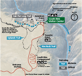 Map graphic of winter trails at the south rim.