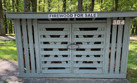 An example of a firewood storage box at a campground.
