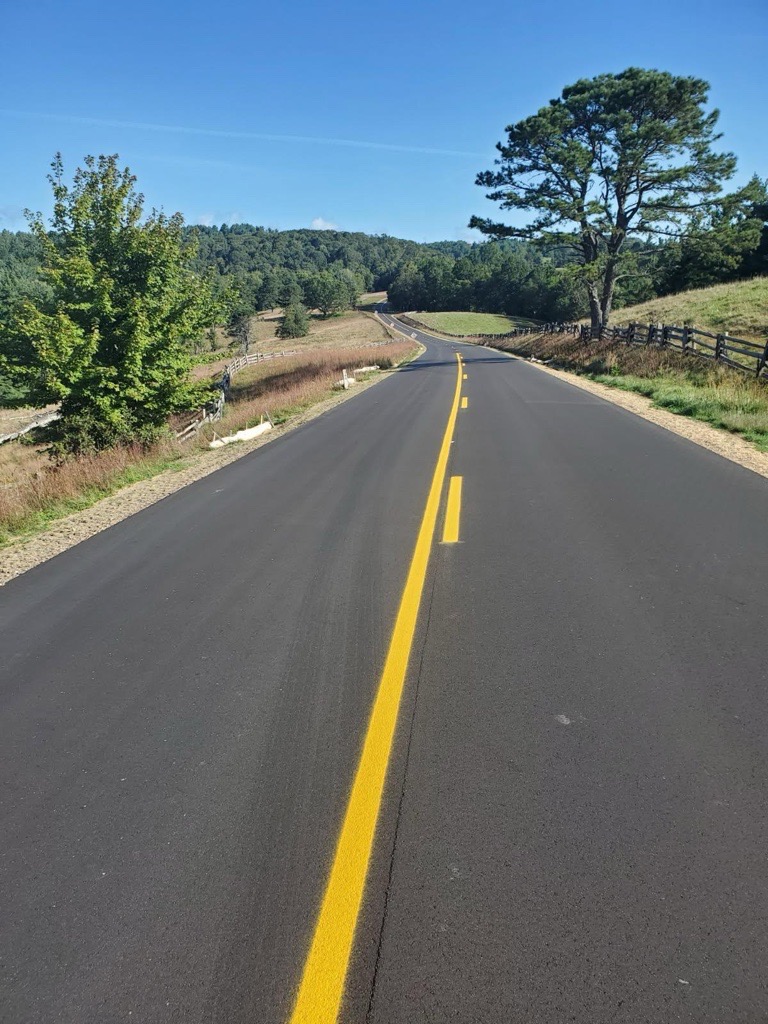 Newly rehabilitated section of the Blue Ridge Parkway near Laurel Springs, NC. Photo courtesy FHWA.