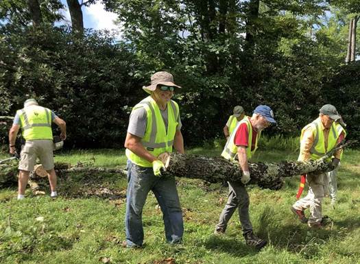NPS volunteers clear Hurricane Helene storm damage from the Julian Price Campground.
