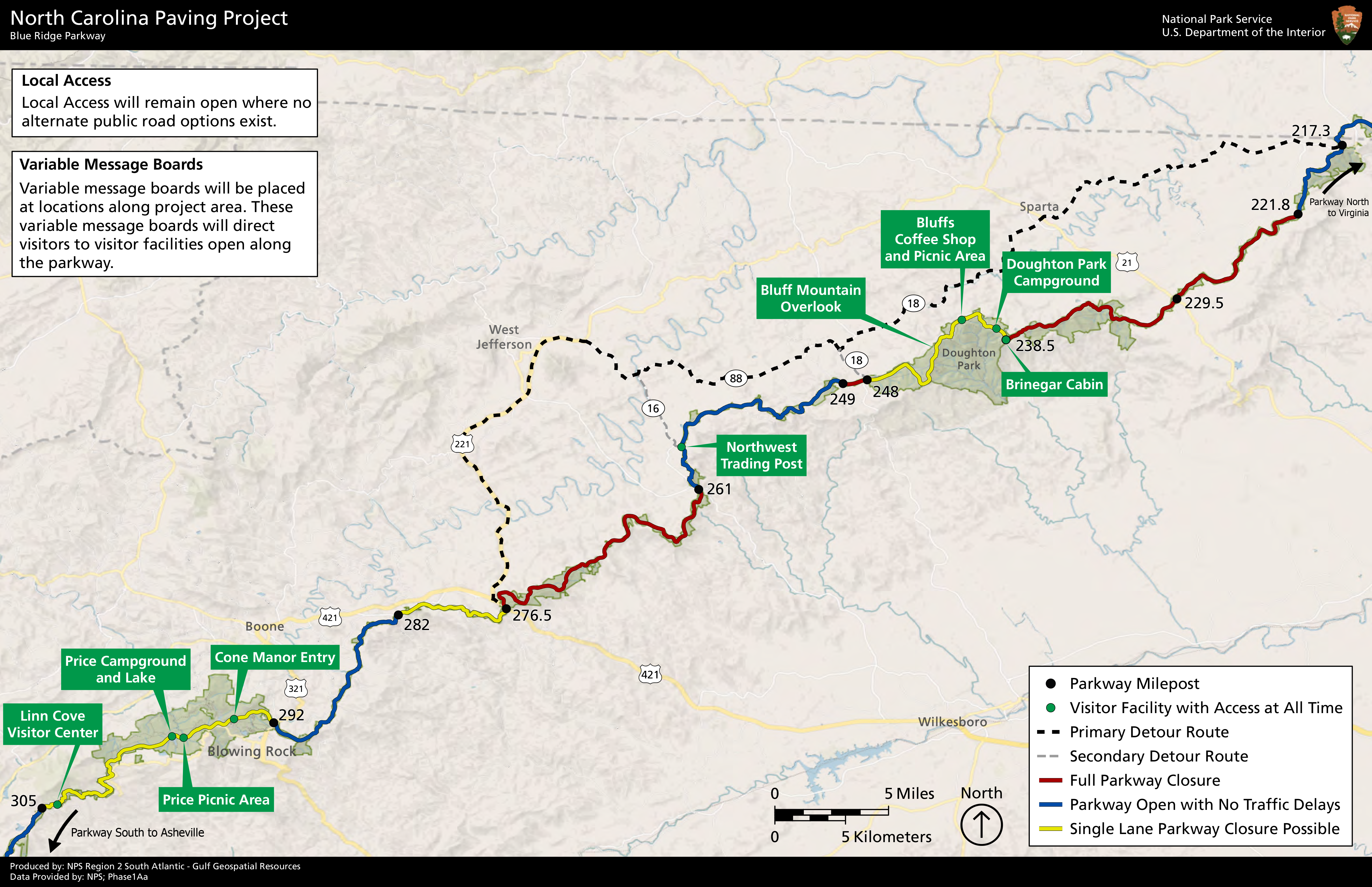 Current detour map as of May 2024