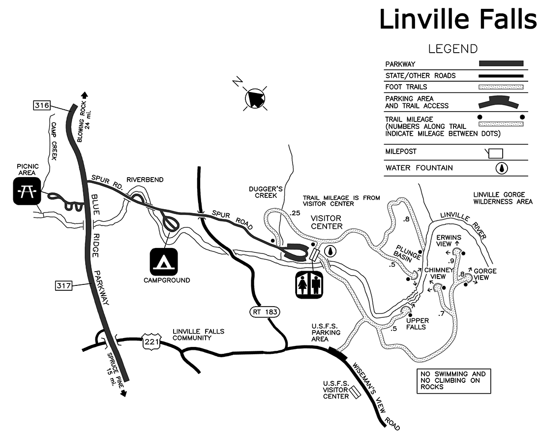 map of linville falls area hiking trails