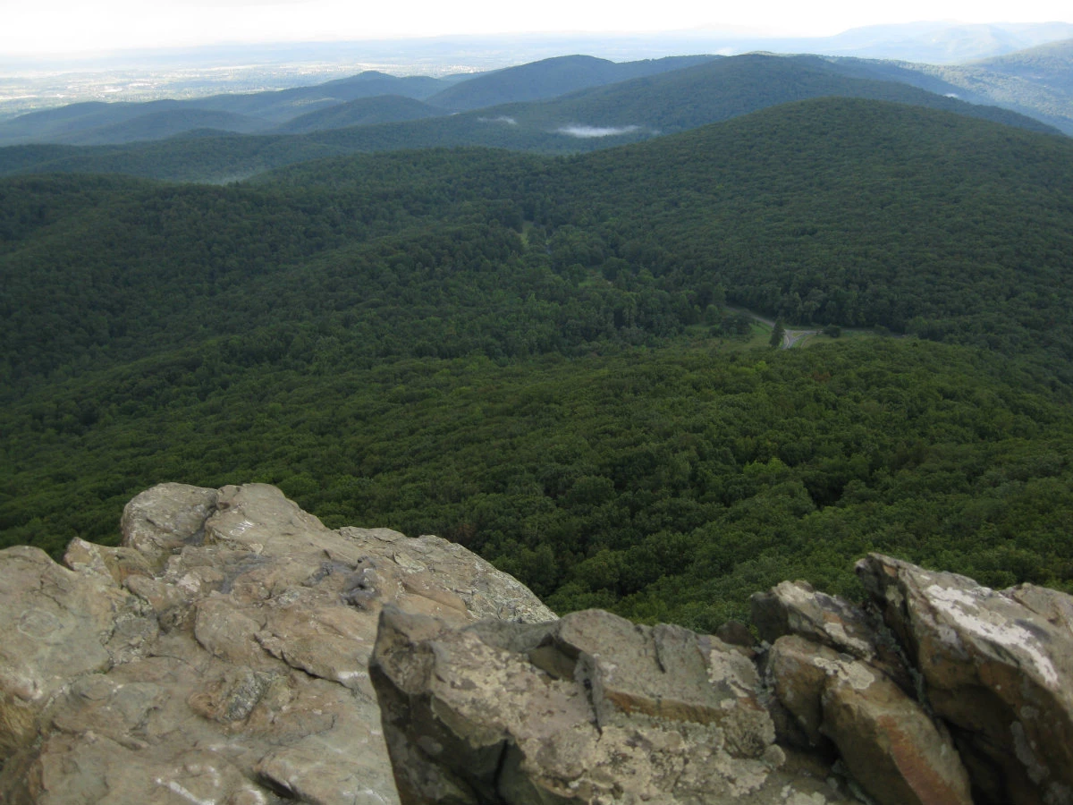View from humpback rocks Sweeping view of green hills below from Humpback Rocks
