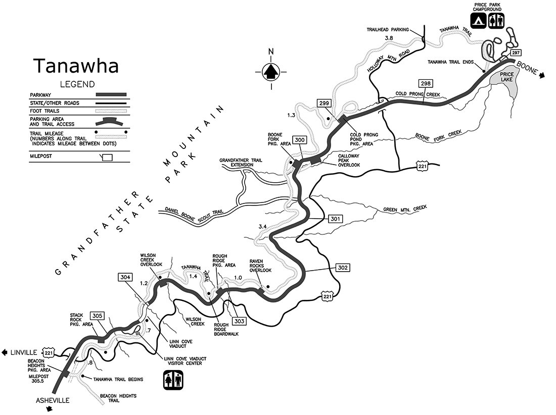 map of the tanawha hiking trail