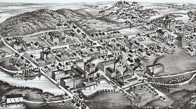 Detail from 1888 Bird's Eye view of Hopedale