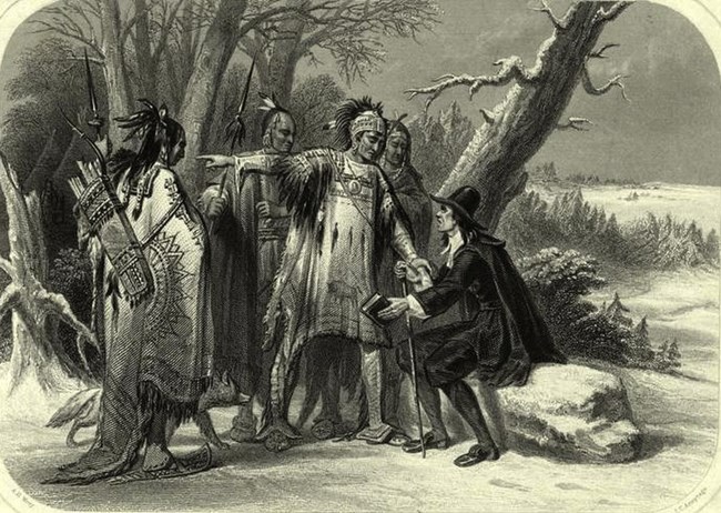 Narragansett meeting with Roger Williams
