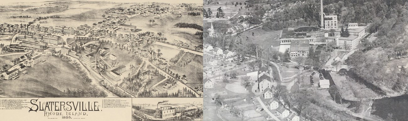 Bird's Eye Map and Picture of Slatersville