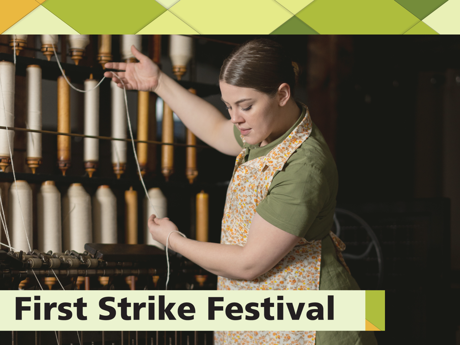 FStrike Woman standing in front of machine holding thread