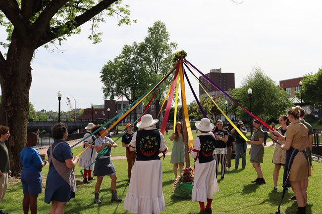 Women around a maypole