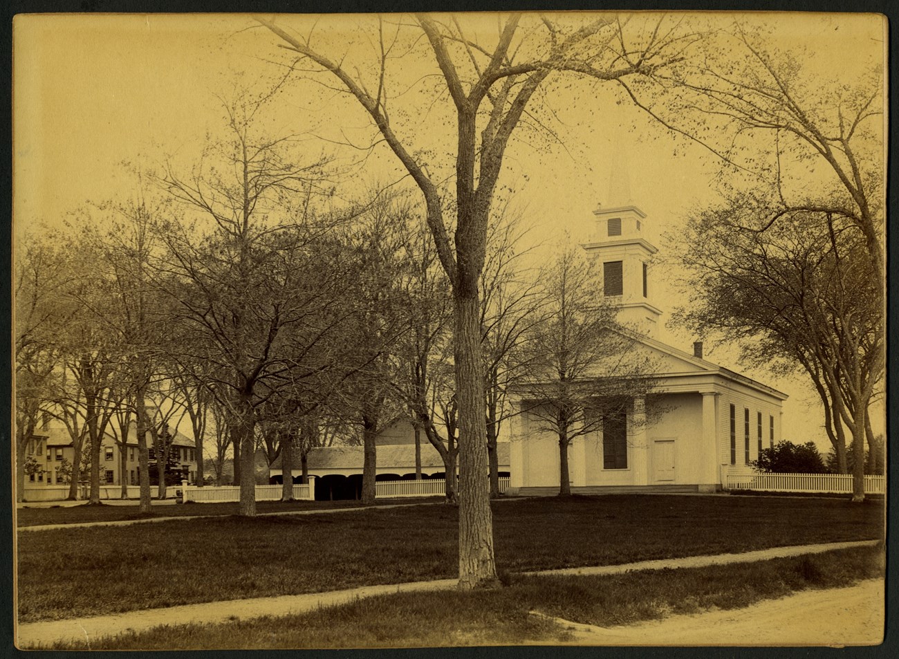 White church on town green