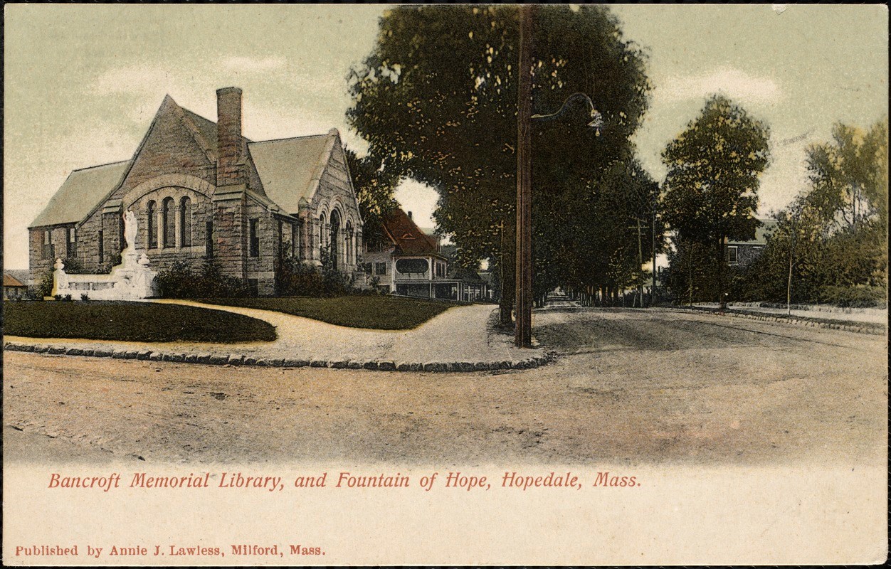 Stone building sitting on a small knoll along road