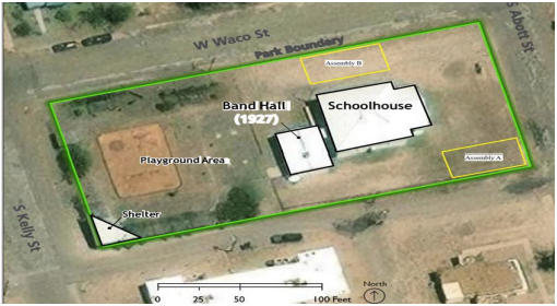 Bird's eye view of the Blackwell School property.