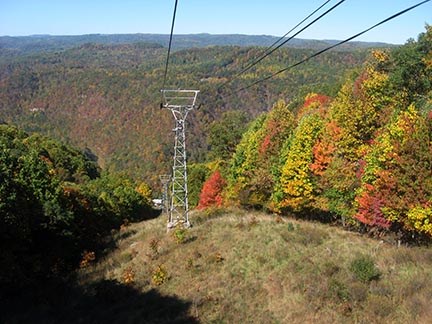 aerial tram with fall colors