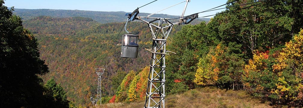 aerial tram with fall colors