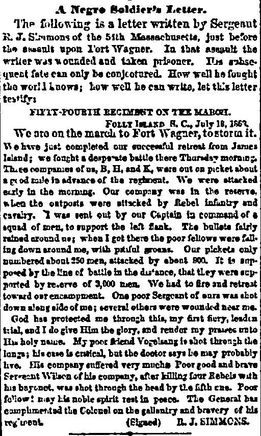 A scan of a letter published on December 23, 1863 in the New York Tribune