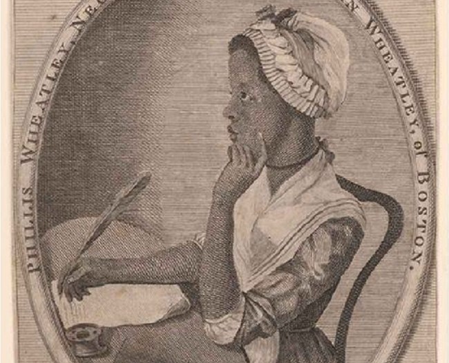 Engraving of Phillis Wheatley writing