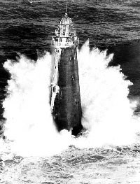 Minots Ledge Light during storm surge