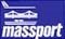 White text "massport" and white bridge on purple background.