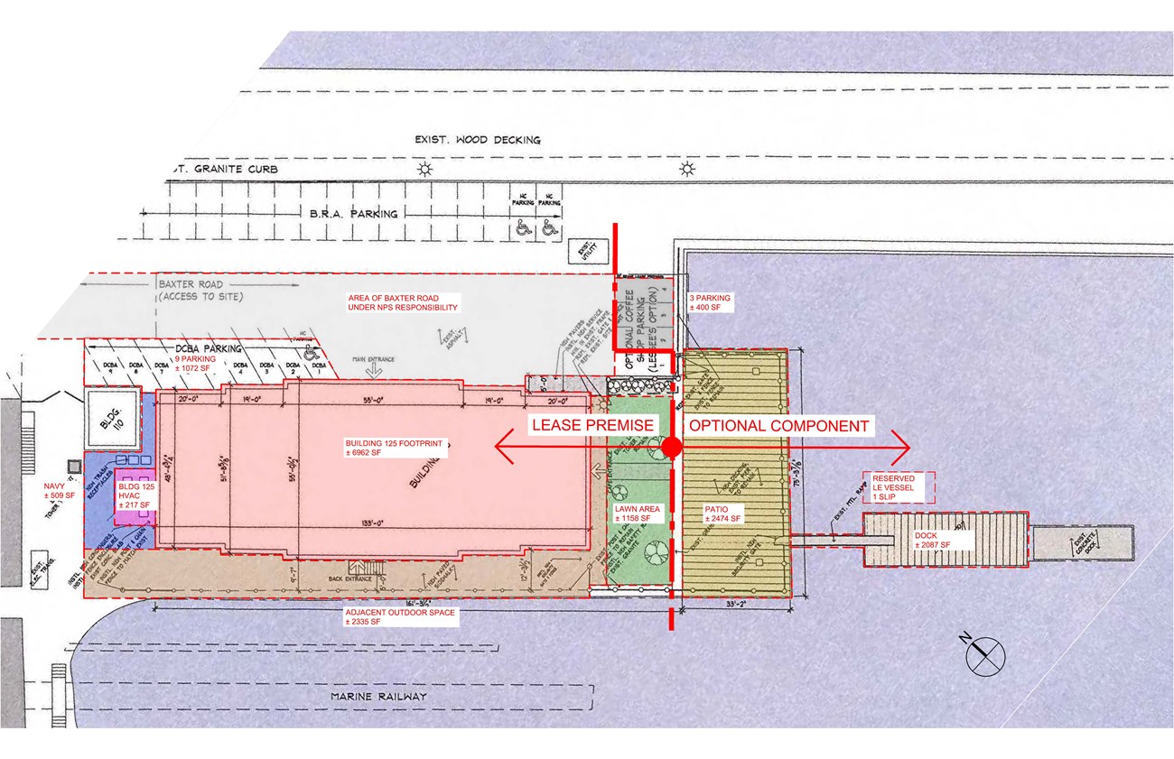 Site plan of the exterior of Building 125 and surrounding area