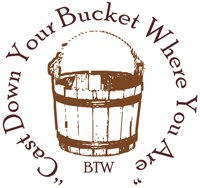 Bucket with the words "Cast Down Your Bucket Where You Are" encircling it.