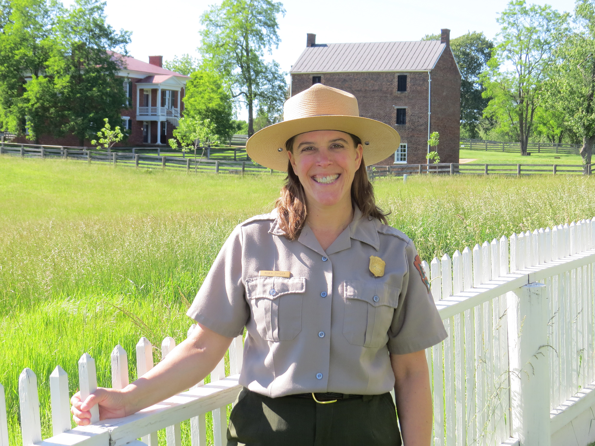 Robin Snyder, superintendent of Booker T. Washington National Monument A woman in a National Park Service uniform