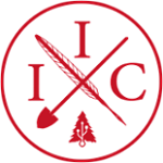 A red logo with a shovel and feather crossed with the letters IIC.