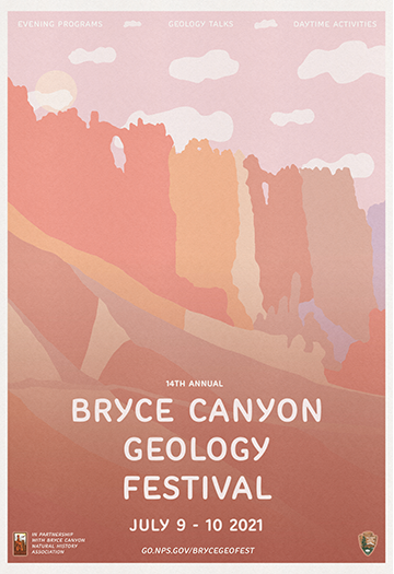 A red rock landscape with text for 2021 Geology Festival
