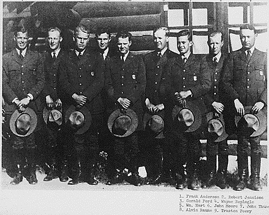 President Ford (third from left) when he was a park ranger at Yellowstone in 1936. NPS photo.