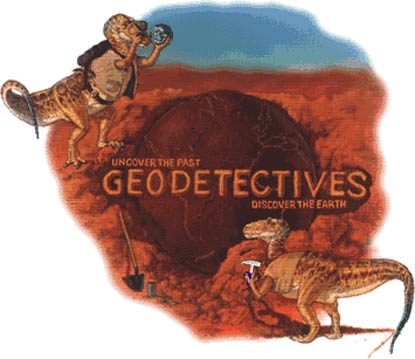 Main geodetective image depicting two dinosaurs studying the geoology of Bryce Canyon Main geodetective image depicting two dinosaurs studying the geoology of Bryce Canyon
