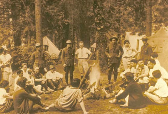 Early campfire gathering at Bryce Canyon Early campfire gathering at Bryce Canyon