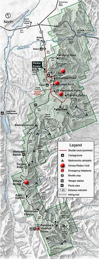 Map with red dots indicating locations to view Windows (Arches)