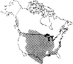map depicting the habitat range of the Tiger Salamander in North America